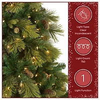 7.5 ft. Pre-lit Hinged Carolina Pine Full Artificial Christmas Tree, Clear Lights