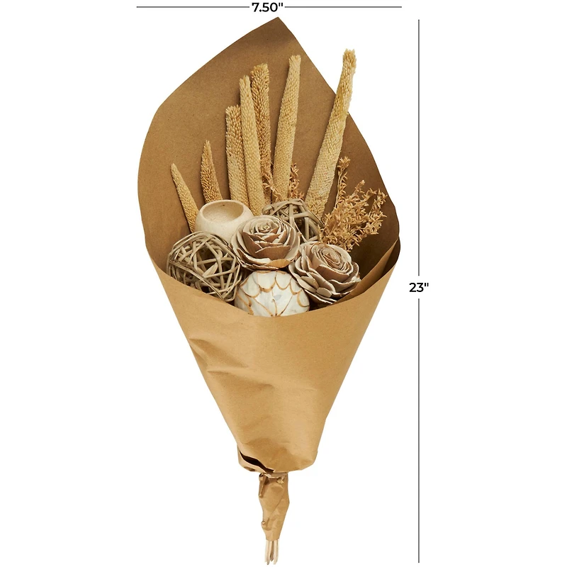 Light Brown Dried Floral Foliage Arrangement