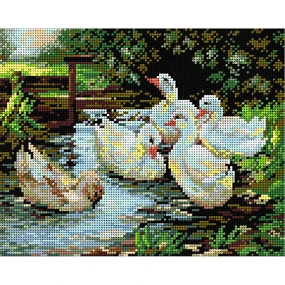 Orchidea Gobelin canvas for halfstitch without yarn after Aleksander Max Koester - Landscape with Ducks