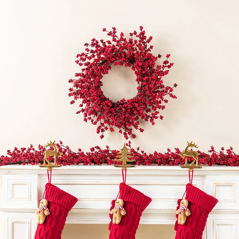 Glitzhome® 25"D Christmas Red Berries Wreath