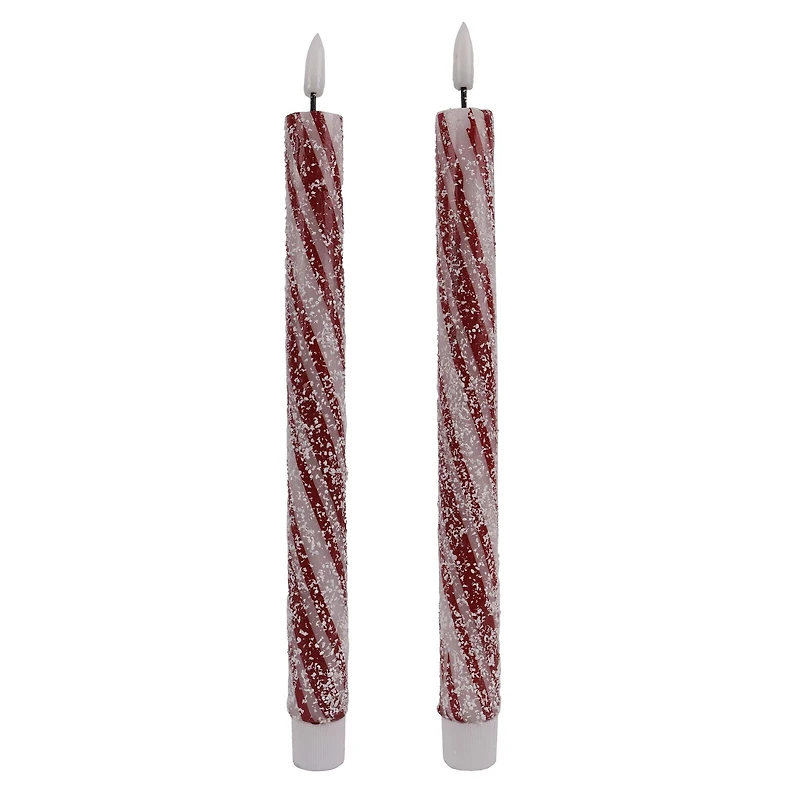 10.5" Red Candy Striped LED Wax Taper Candles, 2ct. by Ashland®