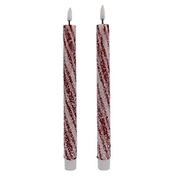 10.5" Red Candy Striped LED Wax Taper Candles, 2ct. by Ashland®