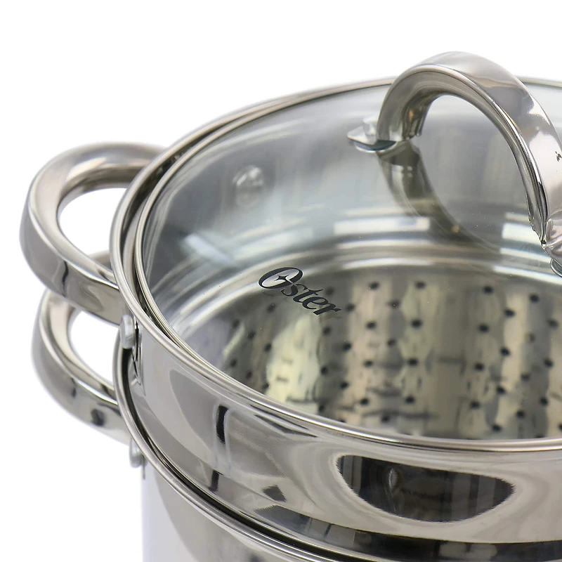 Oster Sangerfield 5qt. Stainless Steel Pasta Pot with Steamer Insert and Basket