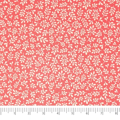 SINGER Pink Leaves Cotton Fabric