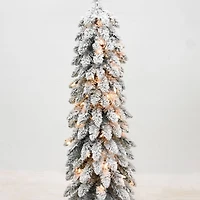4ft. Pre-Lit Flocked Alpine Pencil Artificial Christmas Tree, Clear Lights