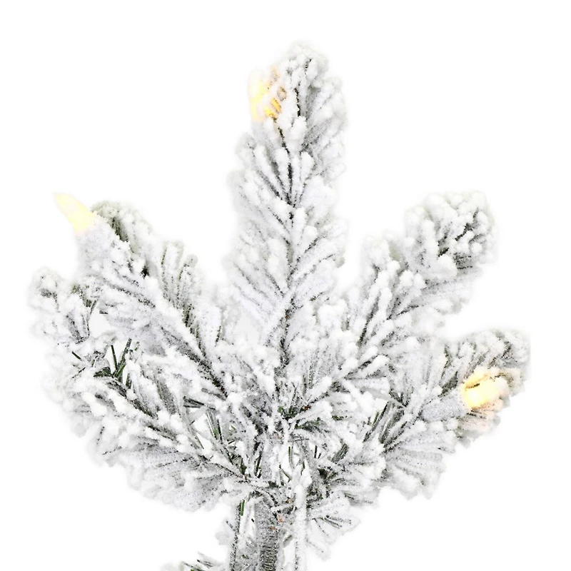 3ft. Pre-Lit Flocked Gifford Slim Potted Pine Artificial Christmas Tree, Warm White LED Lights