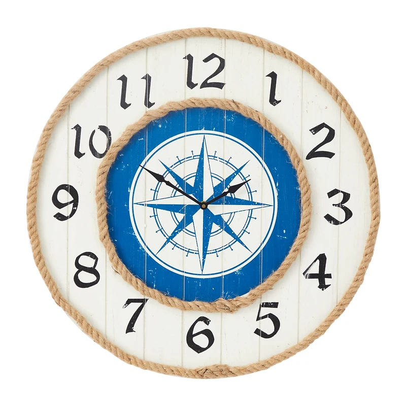 Blue MDF Nautical Wall Clock 24" x 24" x 2"