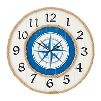 Blue MDF Nautical Wall Clock 24" x 24" x 2"