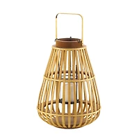 14" Slat Wood Candle Holder Lantern