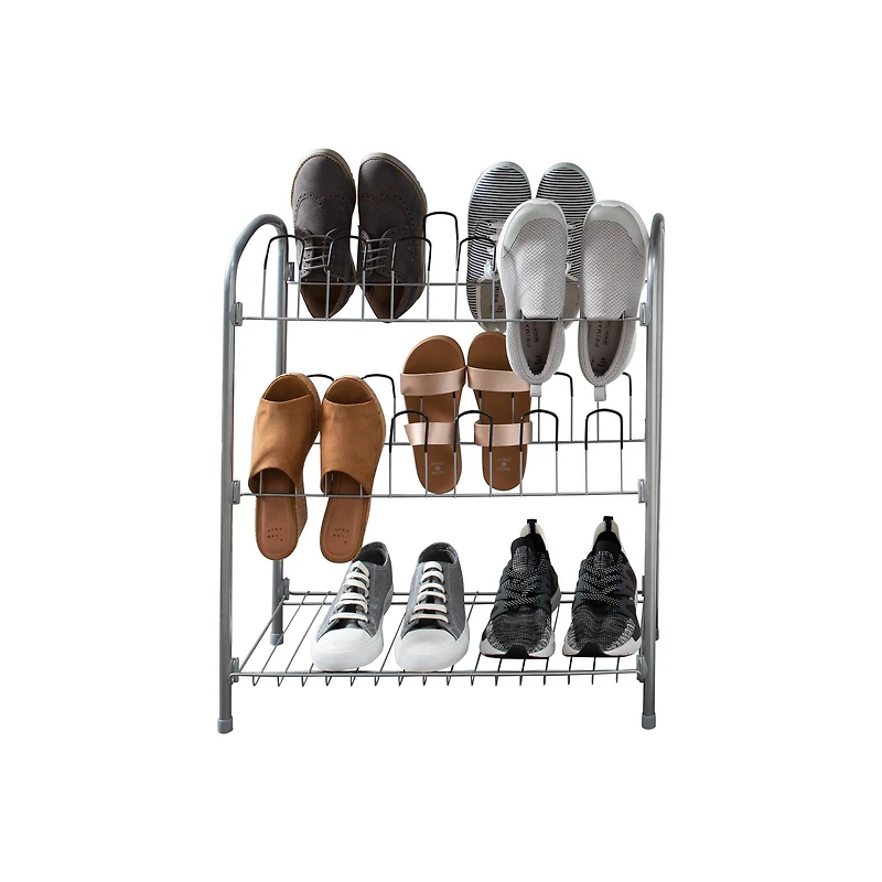 Organize It All 12 Pair Floor Shoe Rack With Shelf