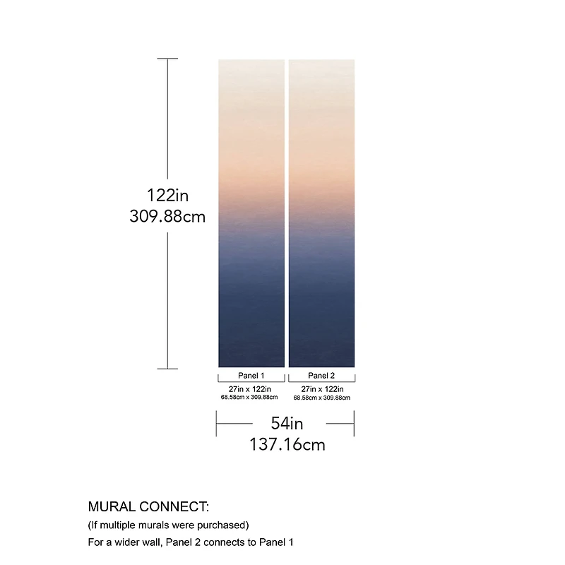 Katie Hunt Orange & Blue Ombre Sunrise Wall Mural