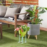 19" Green Iron Farmhouse Dog Planter