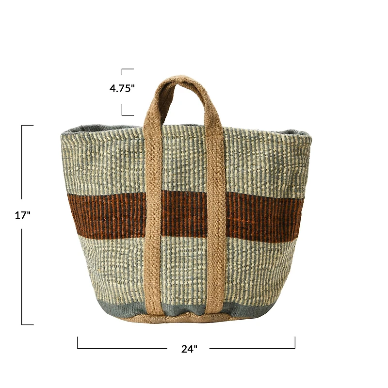 Hello Honey® 24" Rust Striped Woven Jute Tote with Liner