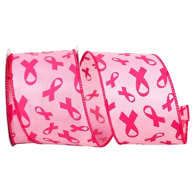 JAM Paper 2.5" x 10yd. Pink Breast Cancer Awareness Wired Ribbon