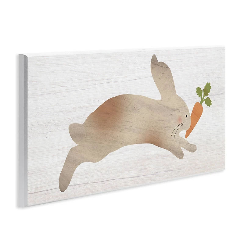 Stupell Industries Rabbit & Carrot Grain Pattern Wall Plaque Art