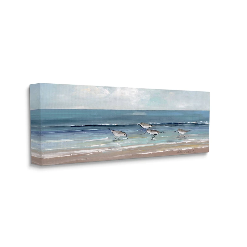 Stupell Industries Sandpipers Birds Cloudy Sky Beach Shore Painting Canvas Wall Art