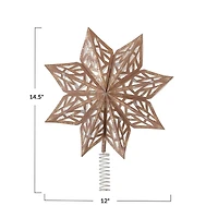Hello Honey® 14.5" Brown & Gold Decorative Paper Star Tree Topper with Snowflake Pattern