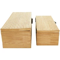 Light Brown Wood Carved Linear Box Set