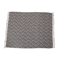 Hello Honey® 60" Recycled Cotton Blend Woven Throw Blanket With Herringbone Weave & Fringe Edge