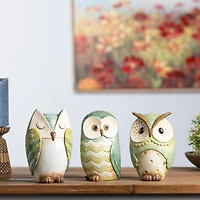Terra Cotta Owl Figurine Set