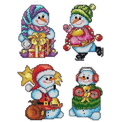 Orchidea Snowmen Set Plastic Canvas Plastic Canvas Counted Cross Stitch Kit