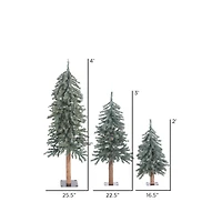 2ft., 3ft. & 4ft. Unlit Natural Bark Alpine Artificial Christmas Tree Set