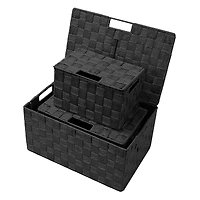 Sorbus 3-Piece Woven Basket with Lid Set