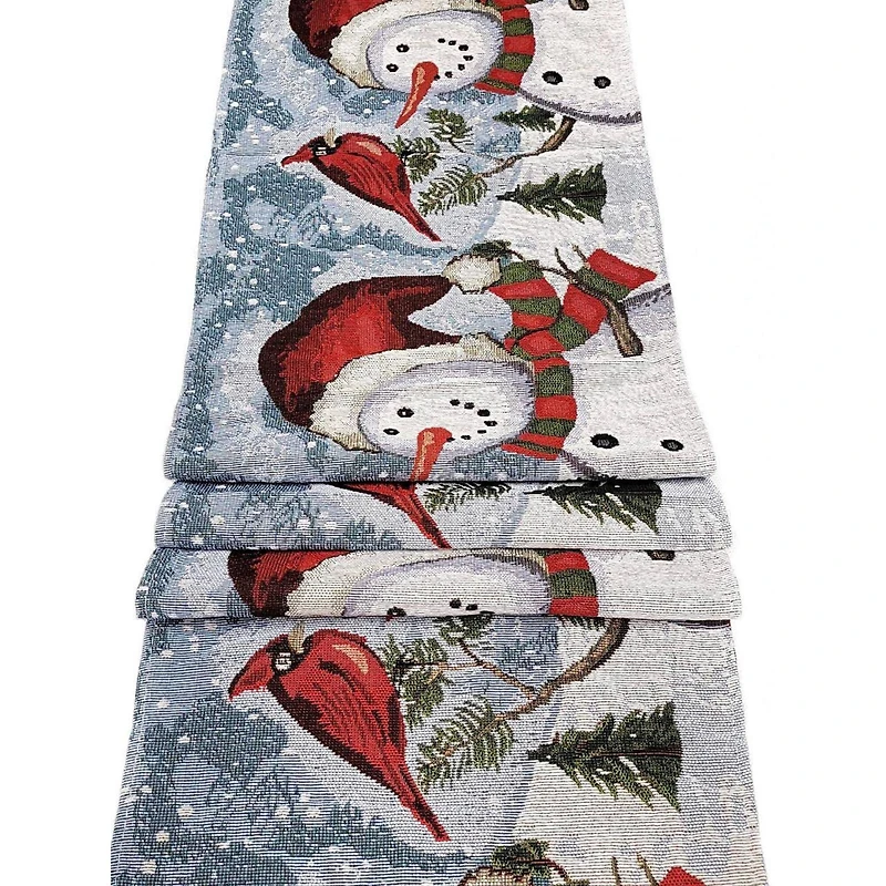 Wizardi 13.75" x 67" Joyful Snowmen Christmas Table Runner