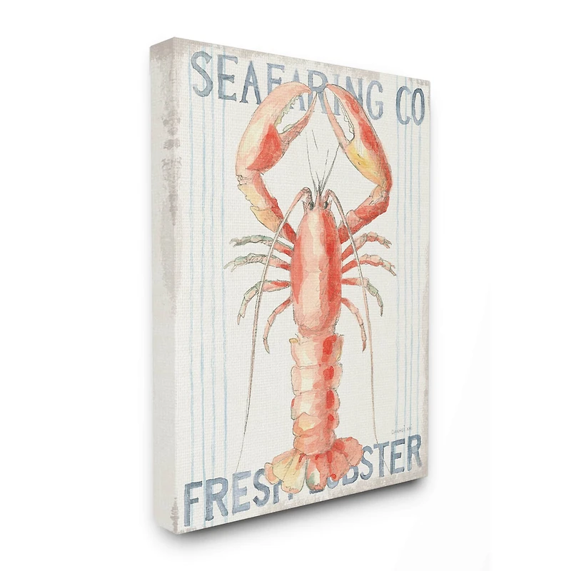 Stupell Industries Nautical Lobster Seafood Sign Canvas Wall Art