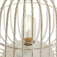White Iron Modern Candle Holder Lantern, 12" x 10" x 10"