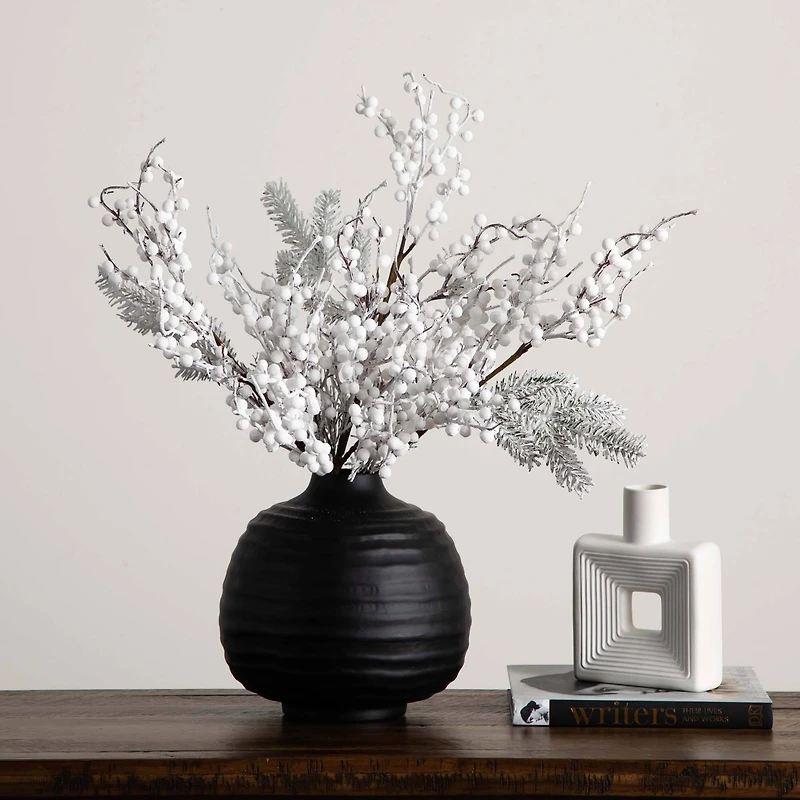 30" Flocked White Berry Stems, 3ct.