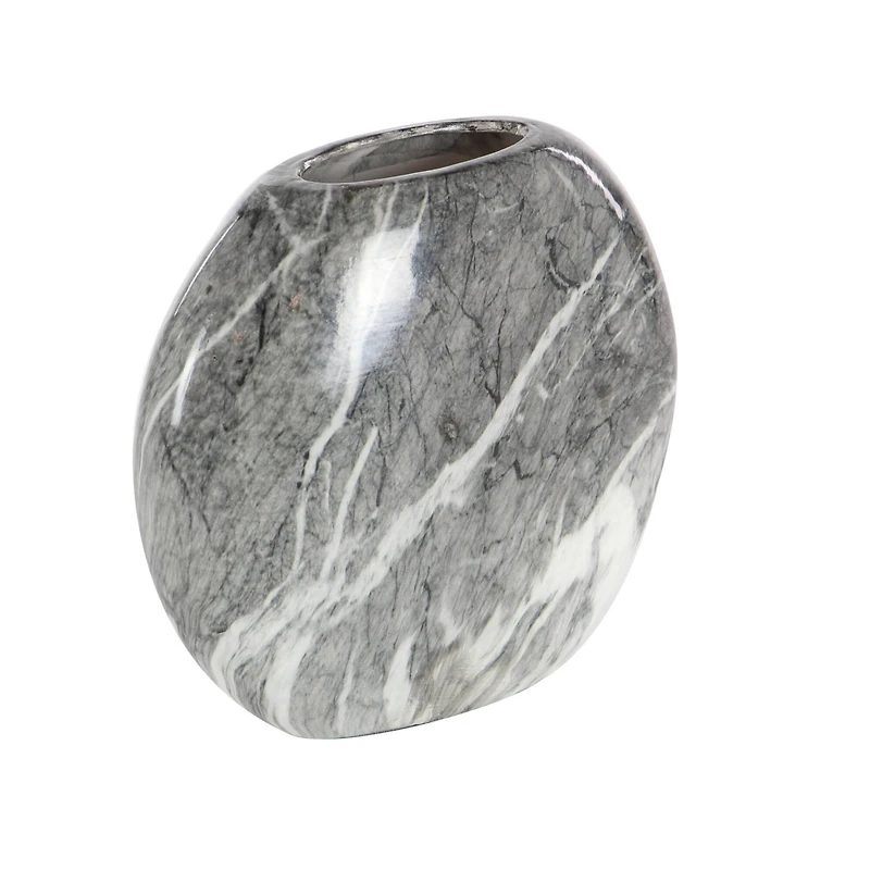 Set of 3 Grey Stoneware Contemporary Vase, 9" x 8"