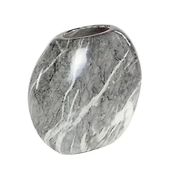 Set of 3 Grey Stoneware Contemporary Vase, 9" x 8"