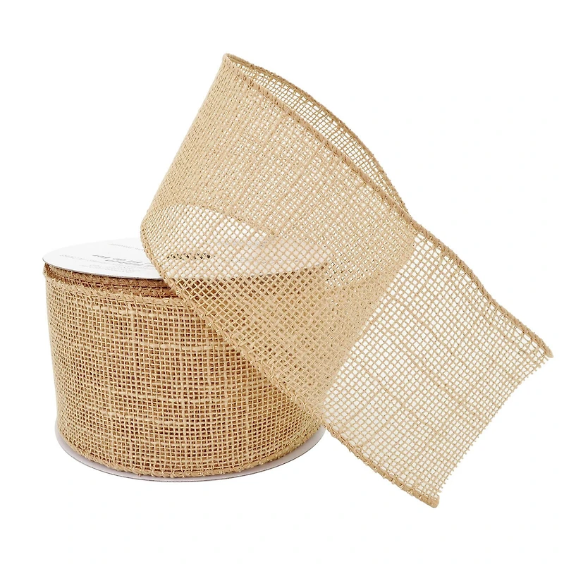 2.5" x 25ft. Faux Burlap Wired Textured Ribbon by Celebrate It™ Décor