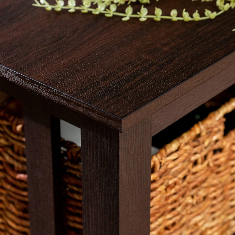 Walker Edison 40" Espresso Mission Storage Coffee Table with Baskets