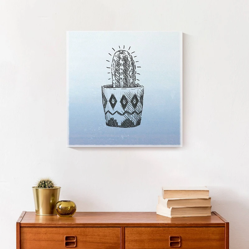 Single Potted Cactus 16" x 16" Canvas Wall Art