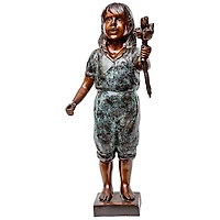 Design Toscano 23" Olivia's Roses Flower Girl Cast Bronze Garden Statue