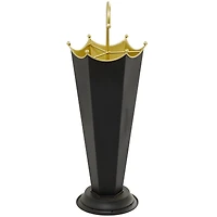 The Novogratz Black Metal Abstract Umbrella Stand with Gold Handle 10" x 9" x 27"