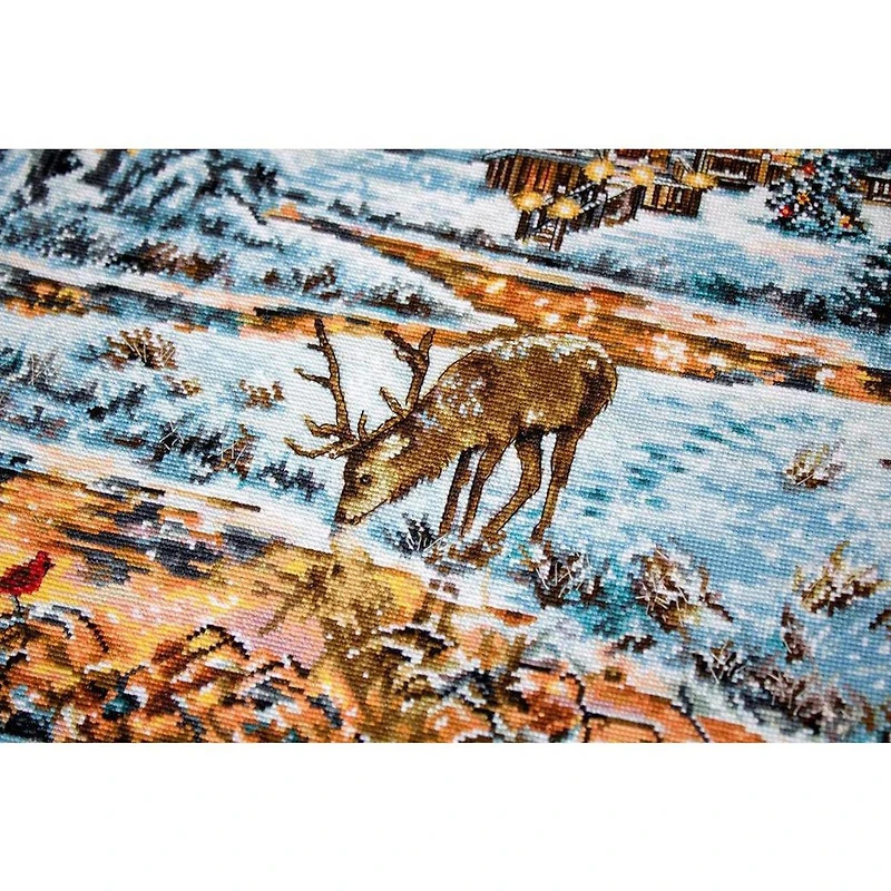 Luca-S Snowy Cabin Counted Cross Stitch Kit