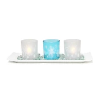 Elegant Designs™ Blue Frost Winter Wonderland Candle Holder Set