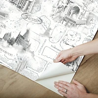RoomMates White Harry Potter Map Peel & Stick Wallpaper