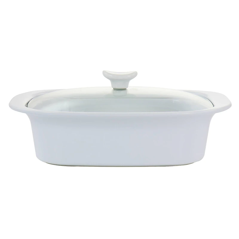 Gibson Elite® 2.7qt. White Ceramic Casserole with Glass Lid