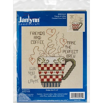 Janlynn® Friends & Coffee Mini Counted Cross Stitch Kit