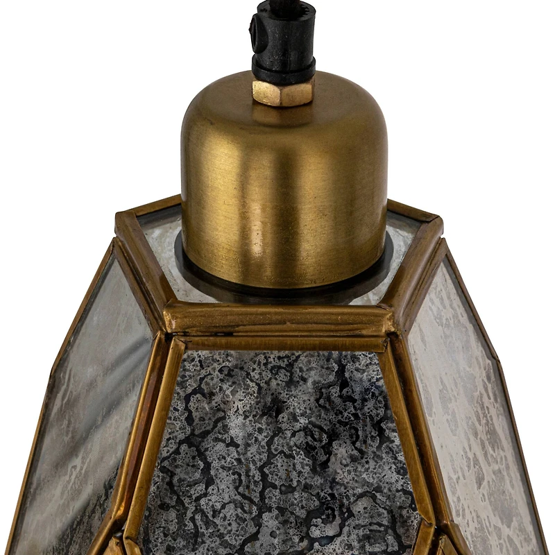 Hello Honey® Antiqued Mirrored Mercury Glass Pendant with Gold Diamond Framework Design