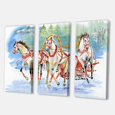 Designart - Galoping Horses With Carriage In The Snow