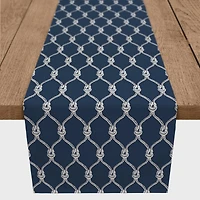 Navy Blue Nautical Knots Poly Twill Table Runner