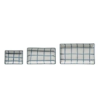Hello Honey® Blue & White Grid Pattern Stoneware Trays Set