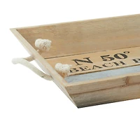 White Wood Coastal Tray Set