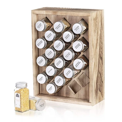 Freestanding Countertop Spice Shelf Holder with 20 Glass Jars