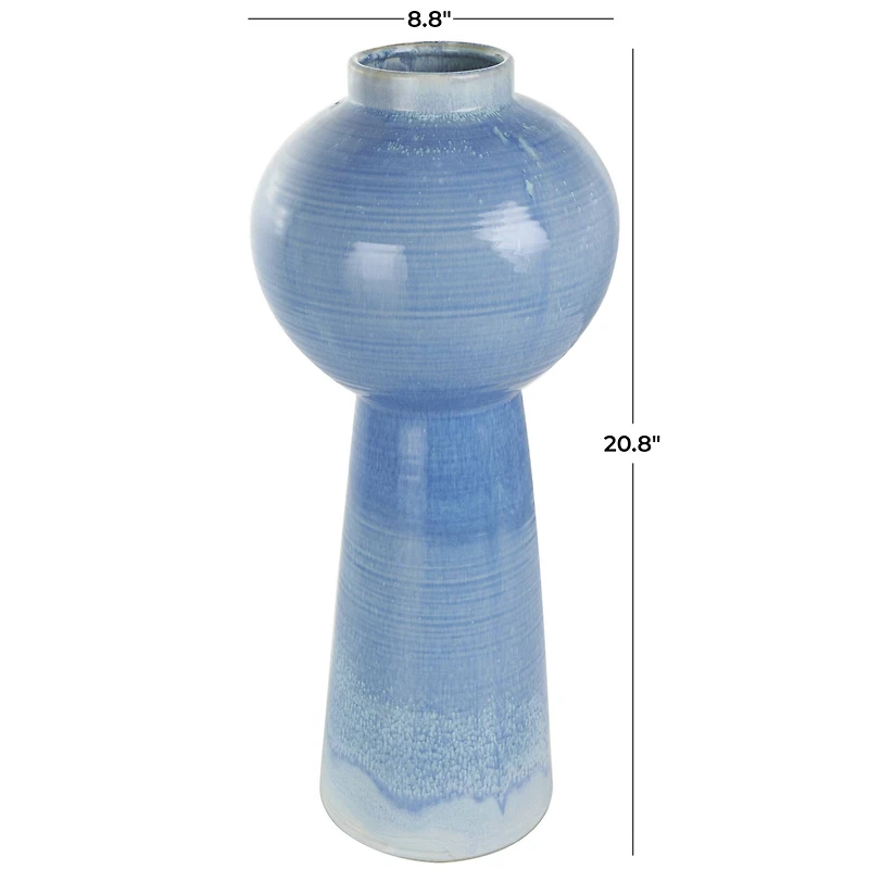 21" Blue Ceramic Bubble Inspired Ombre Vase
